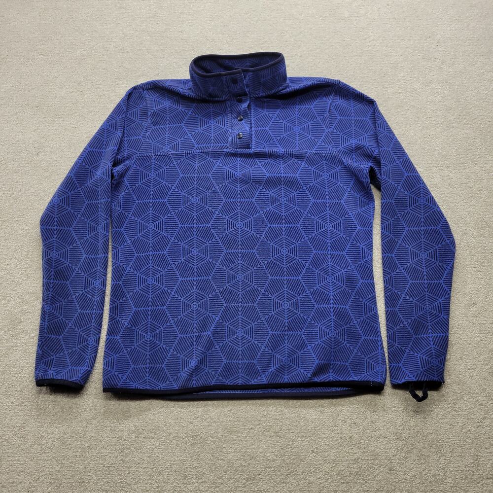 Duluth Trading Co Men’s Medium Blue Geometric Print Fleece Snap Pullover